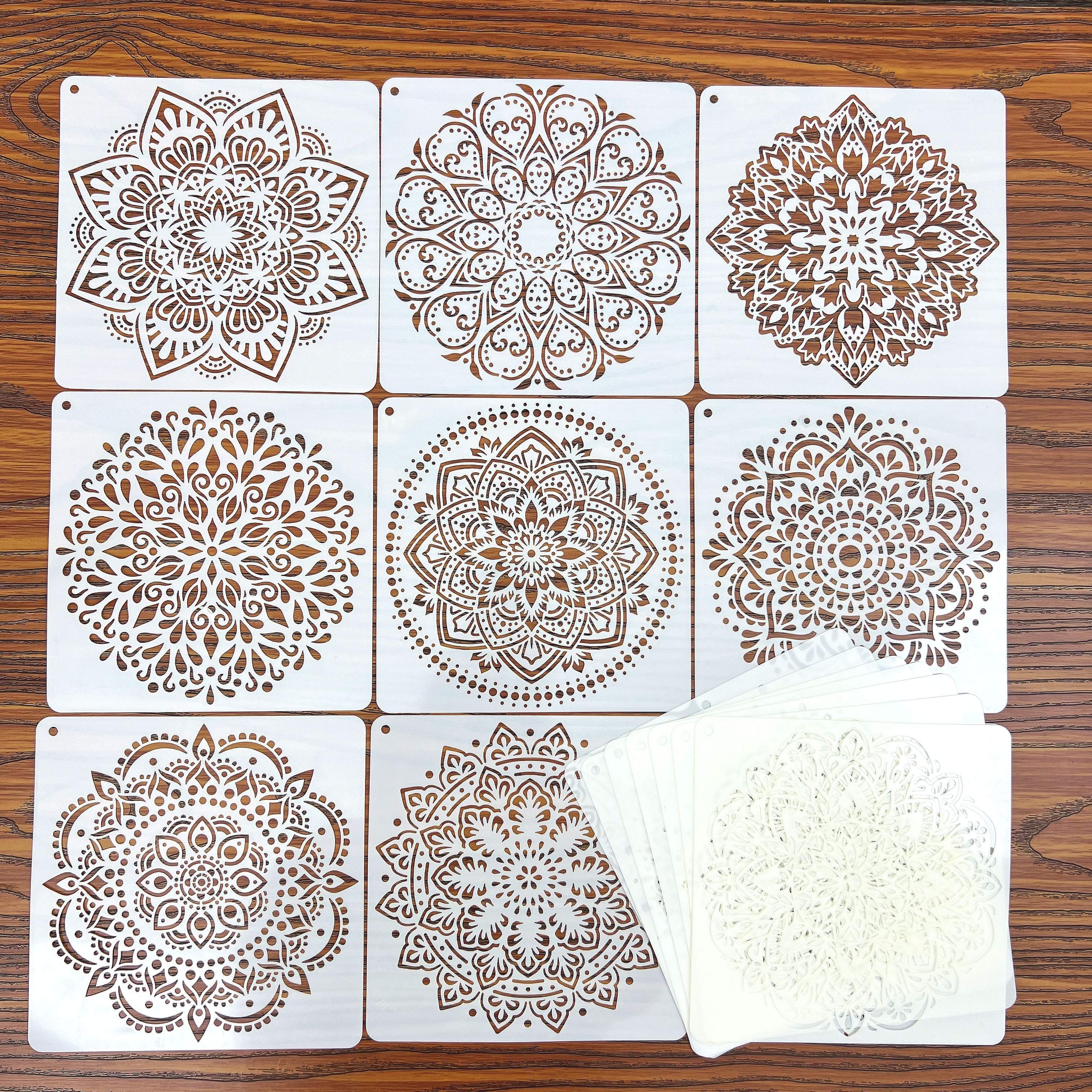 

16pcs Mandala Painting Hollow Template For Spray Painting And Graffiti Diy Material Template