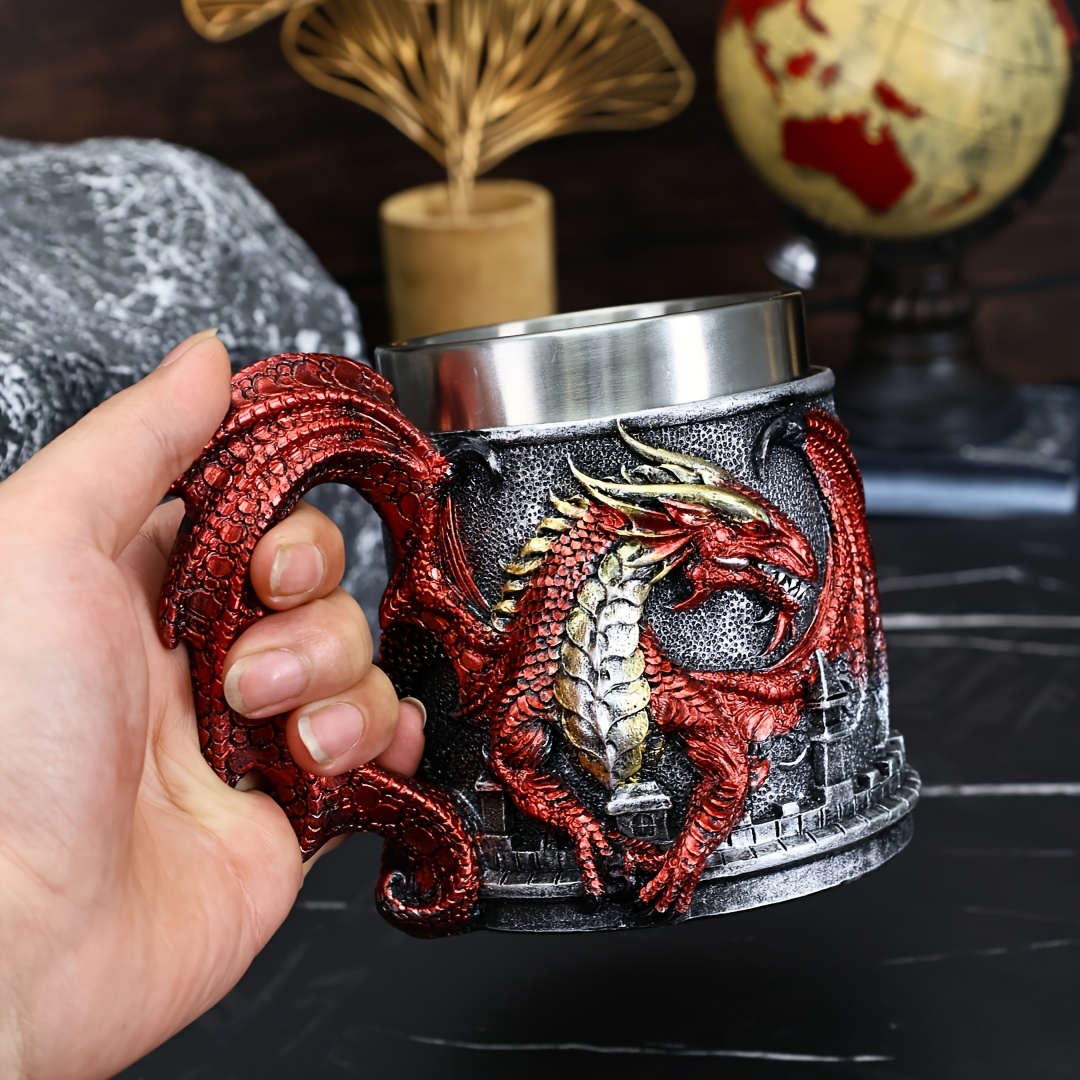 

1pc Dragon-shaped Stainless Mug, 15.2oz Insulated Reusable Cup With , Hand Wash Only, Multipurpose For Adults, Ideal For Christmas, Halloween, Easter, Hanukkah, Thanksgiving Gifts