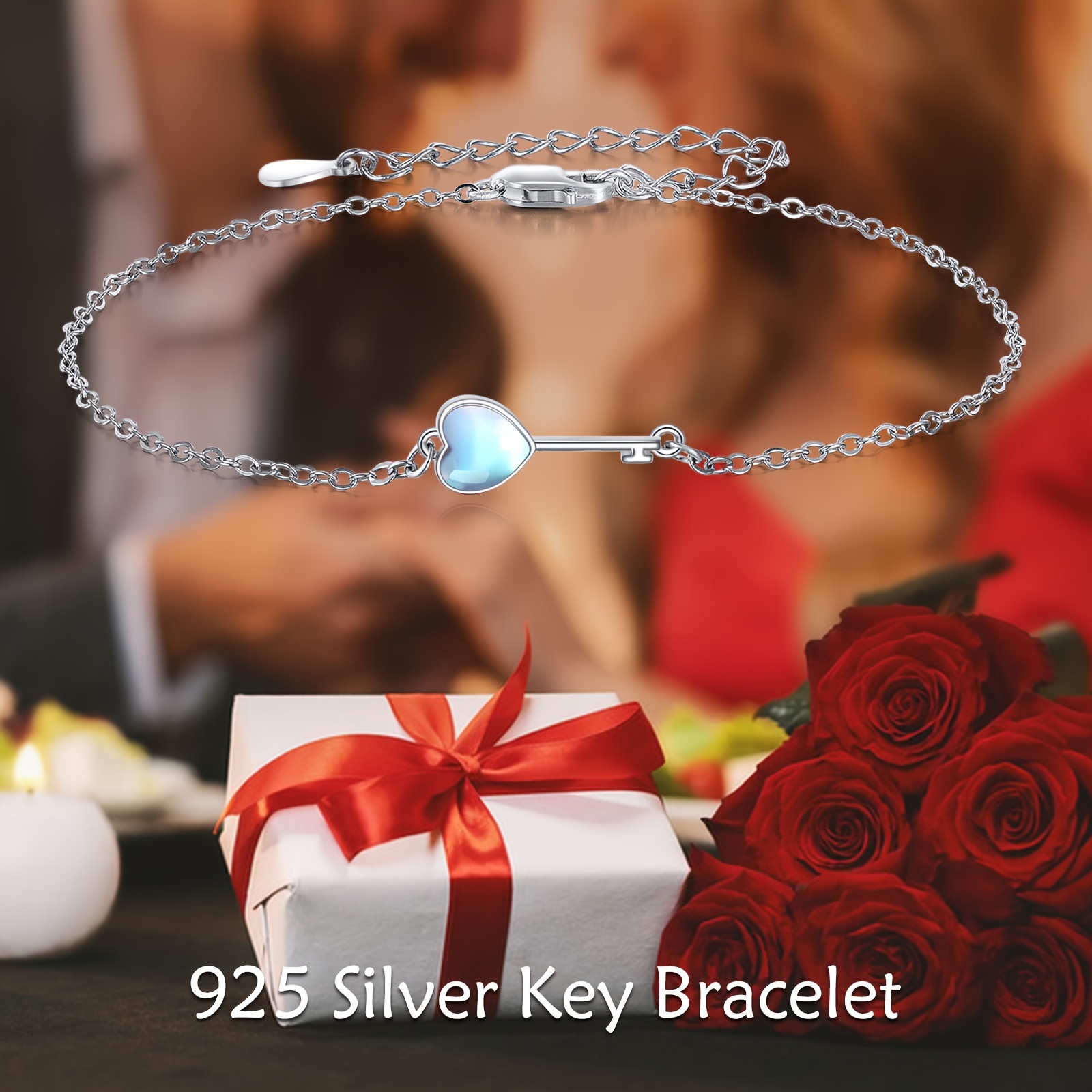 Moonstone Key Bracelet 925 Sterling Silver Moonstone Jewelry Gift