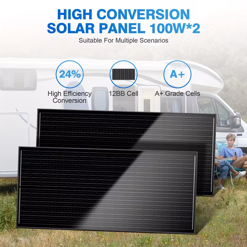 200w solar panel 2 100w solar panels 12v photovoltaic modules photovoltaic system battery charger 25 5 high half cut technology monocrystalline solar panel mobile battery charger with solar connector suitable for rv boat rooftop 1