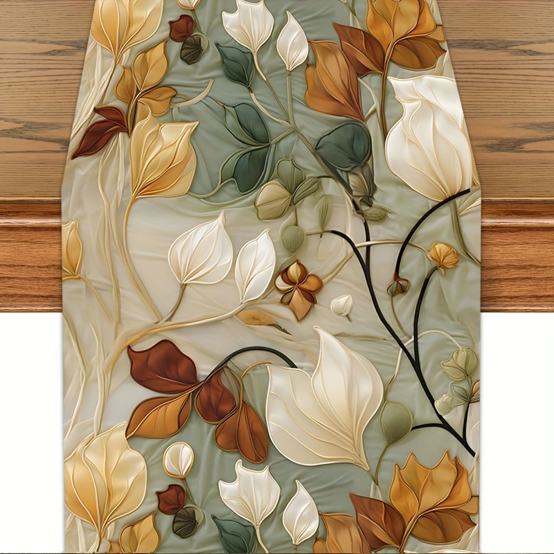 

1pc, Rustic Linen Table Runner, Vintage Style Colorful Floral Printed Table Runner, Home Kitchen Table Decor, Outdoor Garden Party Holiday Decoration