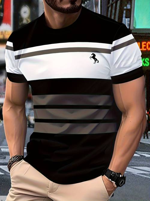 mens casual t shirt lightweight polyester outdoor commuting and vacation wear machine washable suitable for comfortable for wear round neck t shirt breathable and