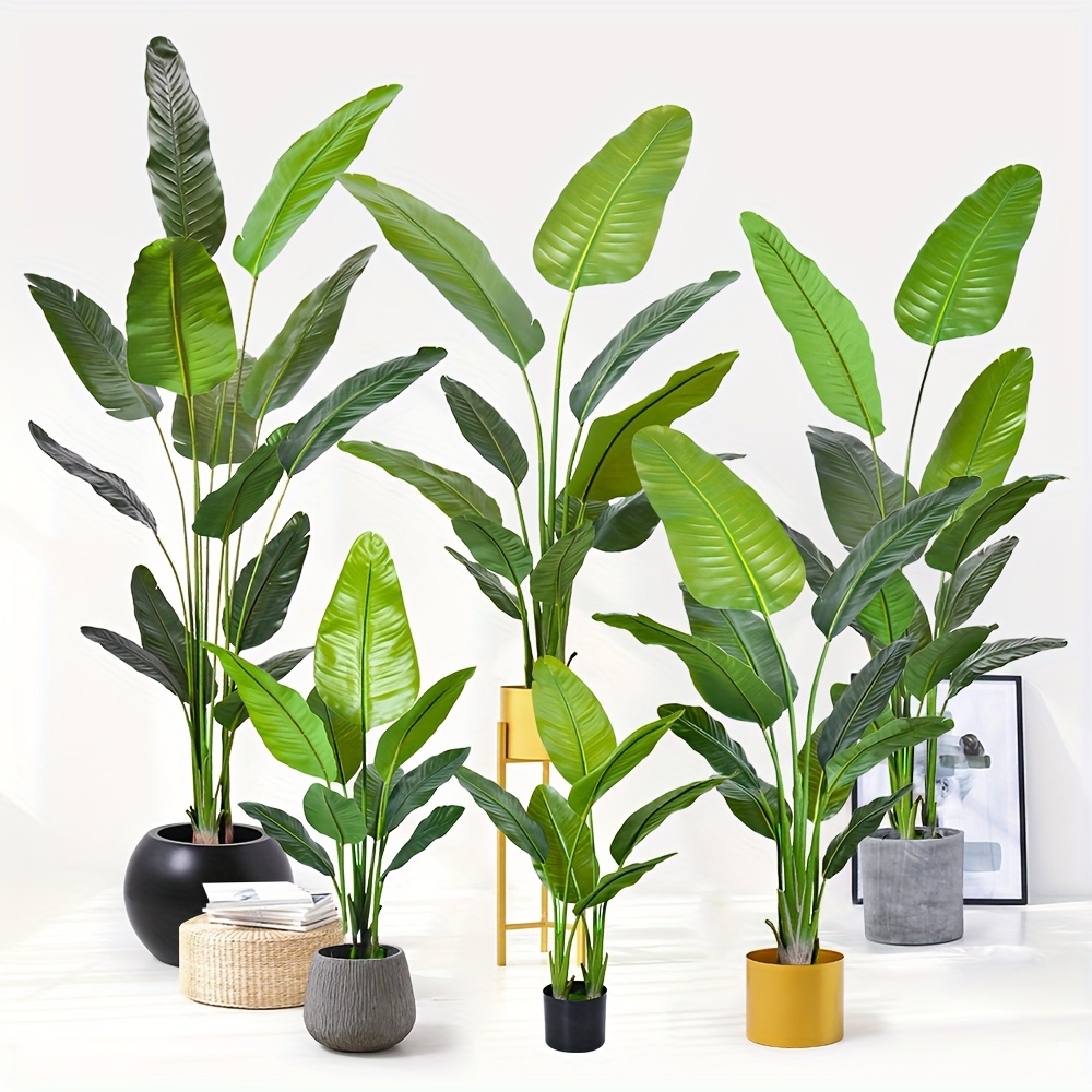 

Artificial Bird Of Paradise Plant, Fake Tree With Realistic Leaves And Pots, Adjustment-free Artificial Tree For Indoor Outdoor Home Decor