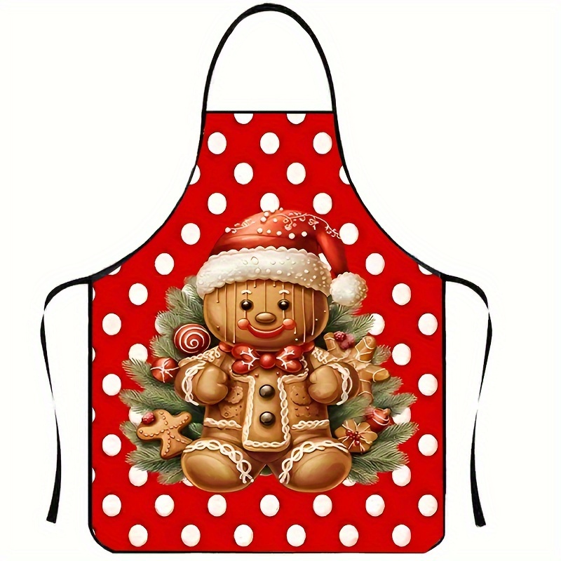 

Christmas Gingerbread For Man Polyester Apron, Cooking, Baking & Holiday Parties, Woven Linen Material, Gingerbread Decor