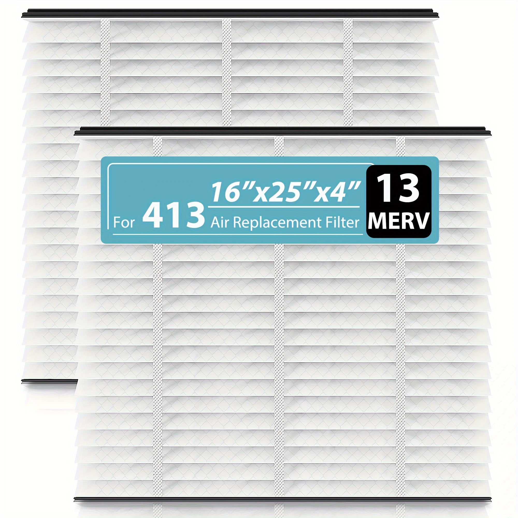 

2- 413 Replacement Filter For Air Purifiers - 13, Air & , Compatible Air 1410, 1610, 2140, 2400, 2410, 2416, 3410, 4400 Or - 2400 Kit 1413, 16x25x4 Air