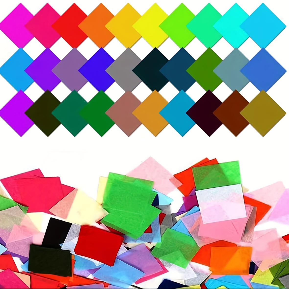 

Ensemble de 3600 carrés de papier de soie artistique de 1 pouce, de couleurs assorties, idéal pour les activités artistiques arc-en-ciel, le scrapbooking et les activités en classe