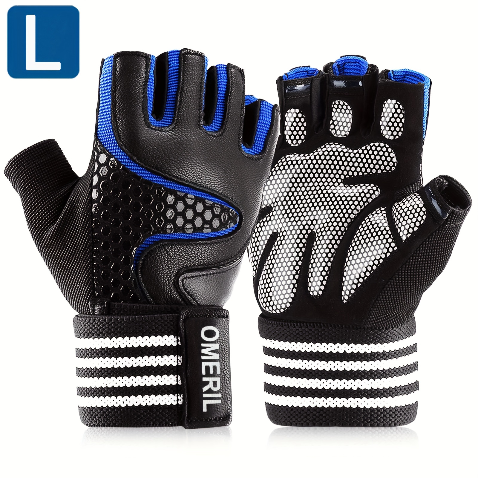 Image of 1 Pair Of Fitness Gloves With Wrist Support, For Men And Women, Full Palm Coverage, For Weightlifting, Fitness, , Chin-ups, Half-finger Comfortable Sports Gloves