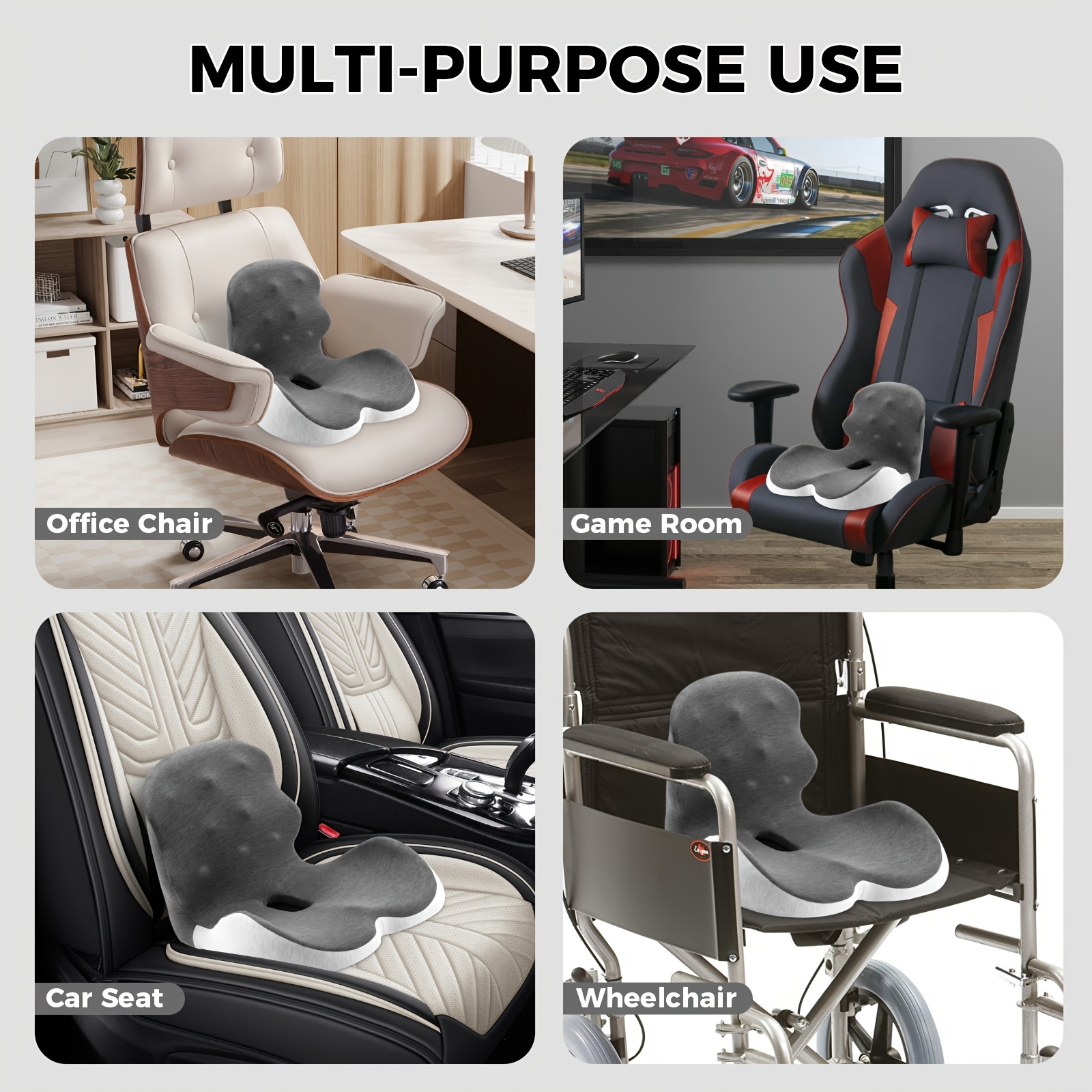 memory foam seat cushion office chair cushion with lumbar support car seat cushion with 8 back massage heads for car truck desk gaming chair Product details 6