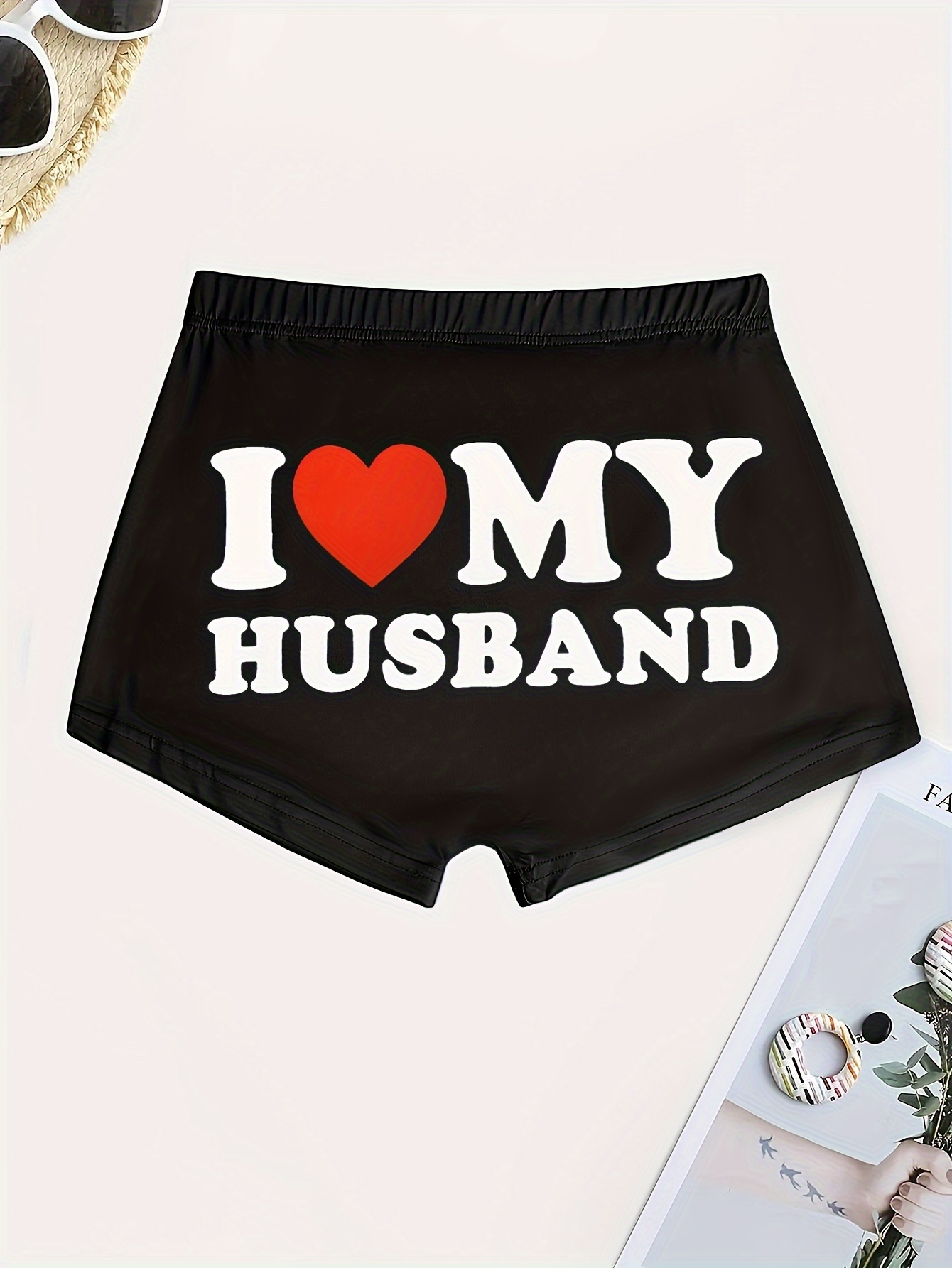 Valentine's Day Letter Print Shorts Women