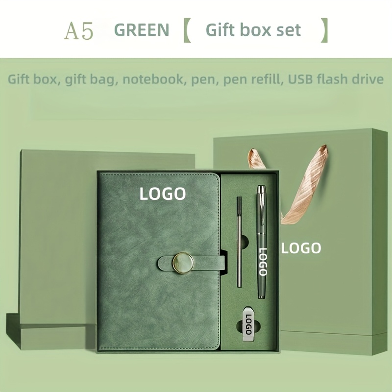 Custom A5 Faux Leather Password Notebook Gift Set