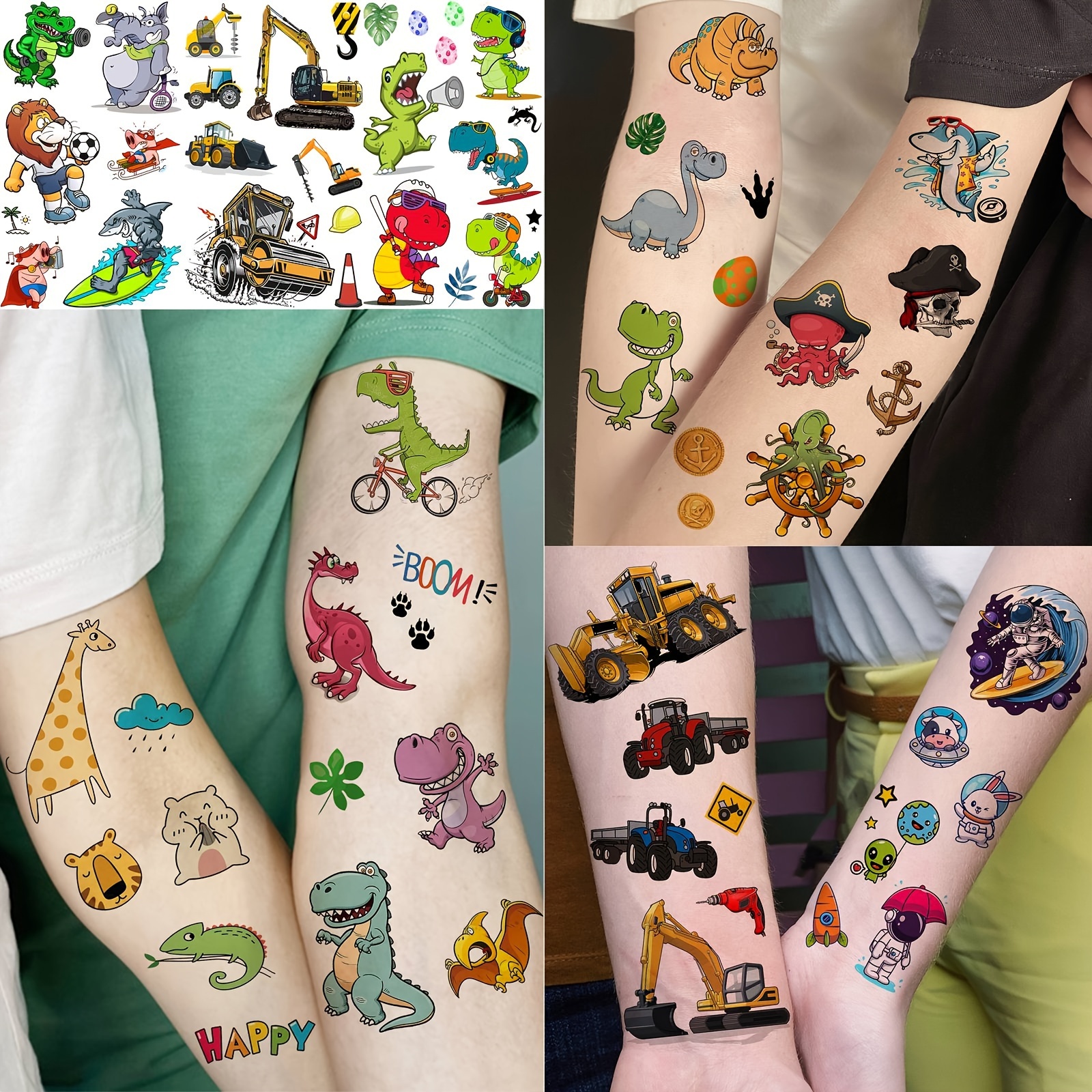 Tatuaggi Temporanei Per Bambini | 60 Fogli Con Cartoni Animati | Impermeabili E Facili Da Applicare - Foto 9