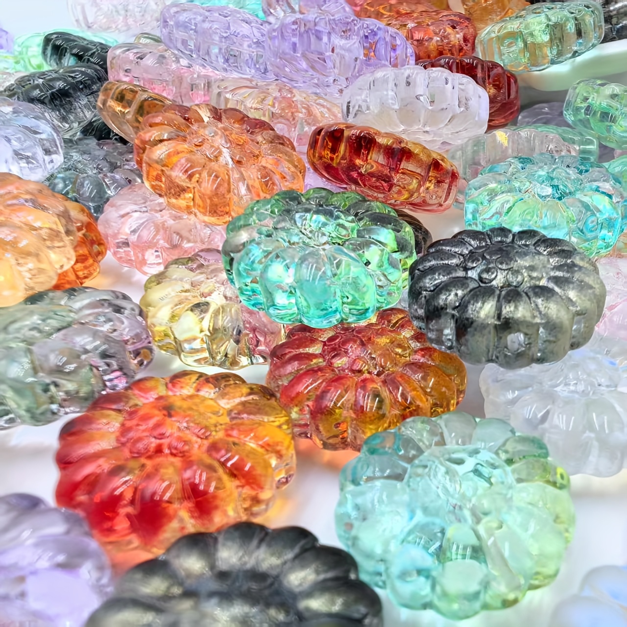 TEMU 30pcs Creative And Exquisite Sunflower Shape, Straight Hole Sunflower Glass Beads, Garland, Hairpin, Wind Chime Pendant Popular Jewelry,