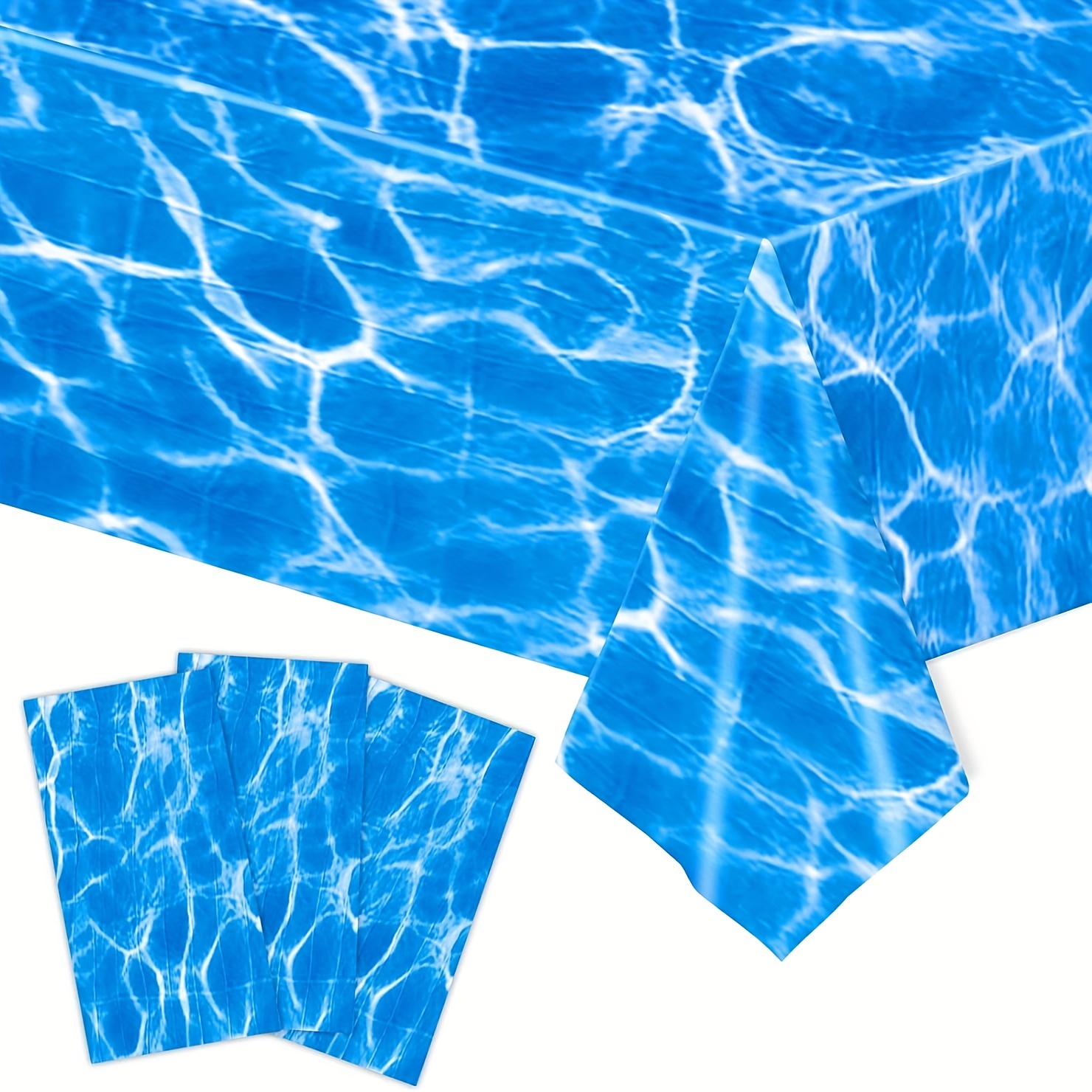 Blue Glitter Tablecloth 2-Pack - 54x108 Inch Rectangular Cover For Frozen, Ocean, Winter Wonderland Parties