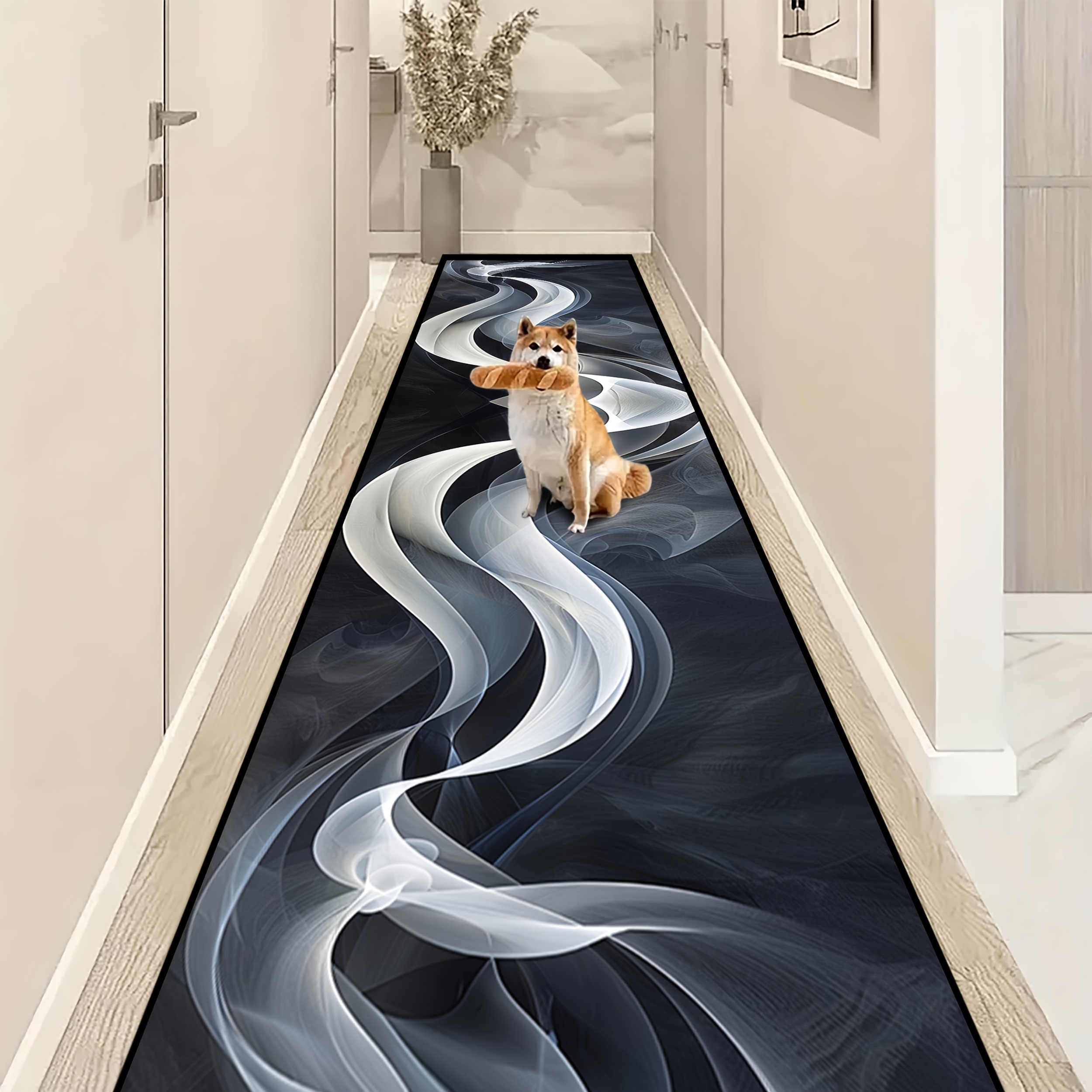 TEMU Sea Freight Golden Diamond Velvet 1pc, Abstract Shopping Mall Area Runner Rug, Washable And Rectangular Rug For Kitchen And Office, Comfortable