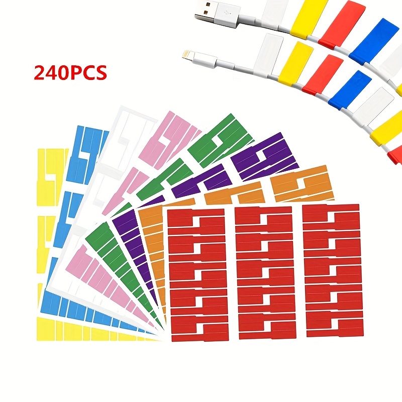TEMU 240pcs/8 Sheets 8 Colors Cable Wire Classification Label Stickers, Home Office Wire Identification, Handwritten Stickers, Communication Network