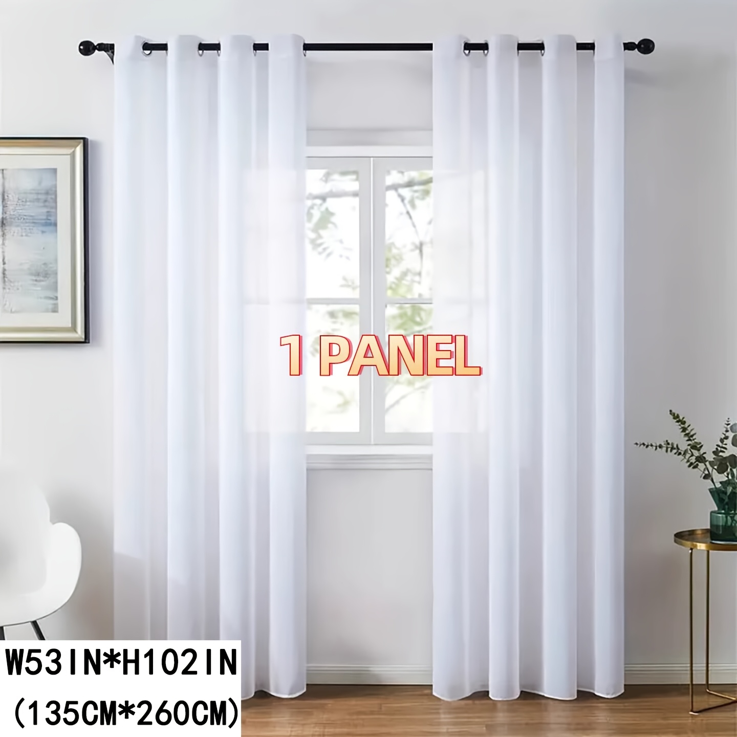 TEMU White Sheer Tulle Window Curtain With Rod Pocket And Buttonhole, Light-filtering Rods For Privacy And Room Or Bedroom