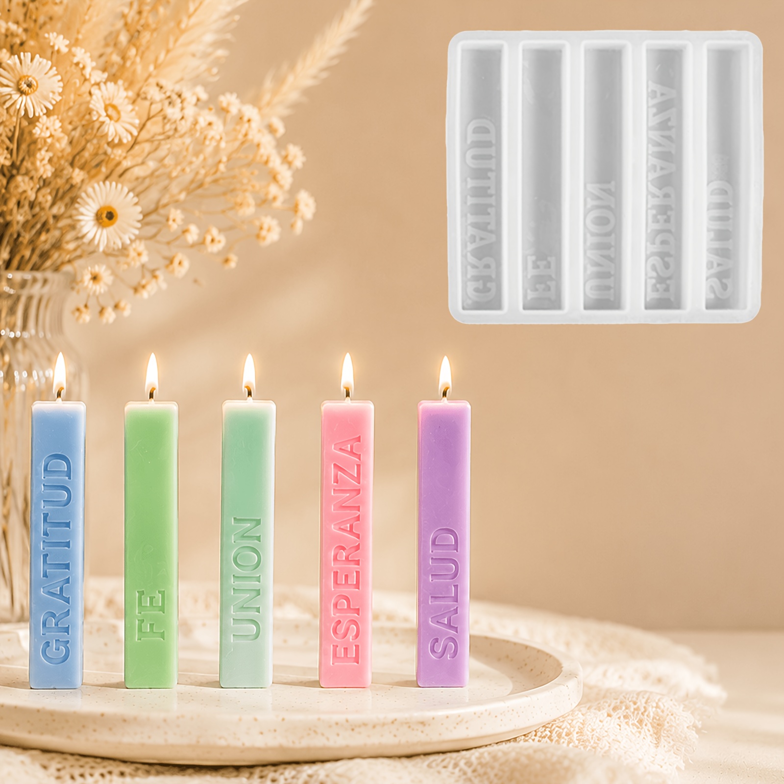 TEMU Molde de silicona de 1 pieza estilo nórdico para hacer velas, adornos de resina y joyería - Molde con rectangular multiusos para manualidades