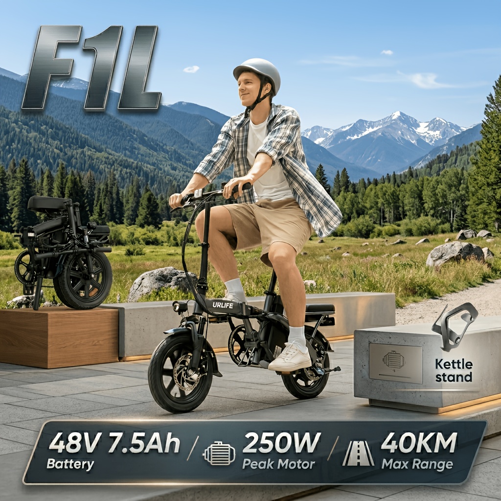 Image of For Effortless Commuting Picnics And Camping Getaways The F1l Foldable Ultra Light 14 Inch Electric Bike 250w Motor 48v Battery 40km Range 3 Riding Stores In Car Boot To Surprise Your