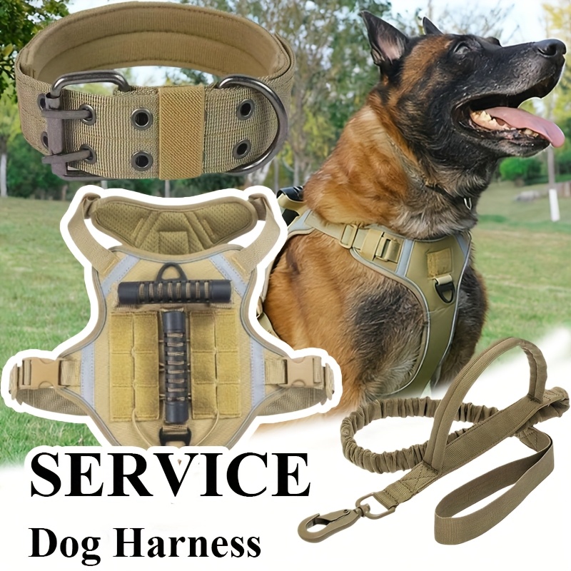 Three-Piece Tactical Set for Medium to Large Service Dogs, Harness, Leash & Collar