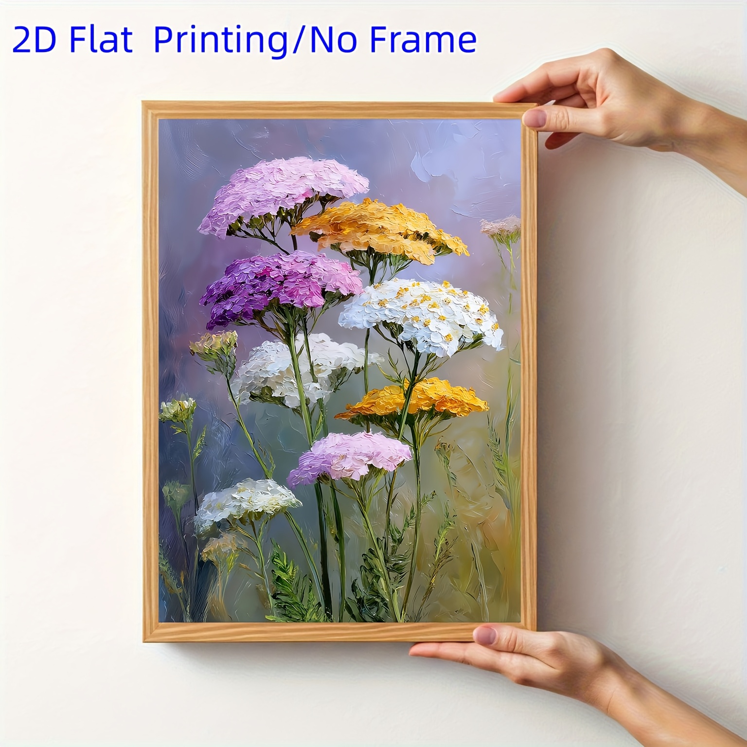 TEMU 2d Flat, 2d Flat Canvas Print, 1pc 12x16inch Unframed Canvas Print Featuring Lavender And Herbs - 12x16inch Plant Wall Art, Suitable For Kitchen