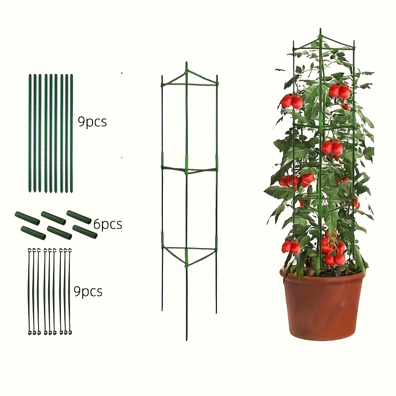 Image of 33pcs/24pcs Tomato Cages For Outdoor Climbing Plants, Multifunctional Supports For Tomatoes, Vegetables, And , Easy To Assemble And Reusable