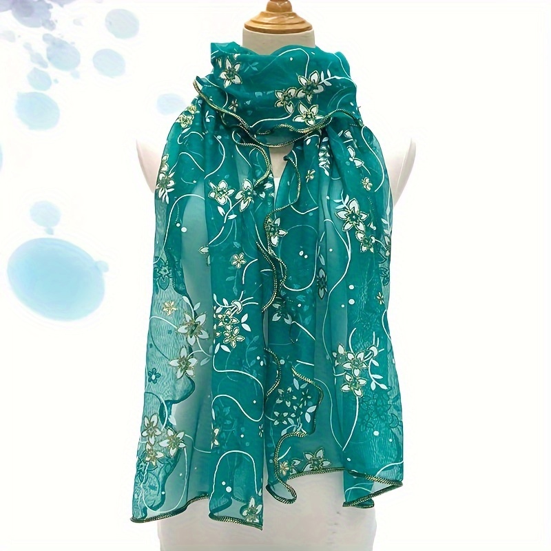 Bohemian Style Embossed Print Hemmed Breathable Windproof Women's Scarf Shawl