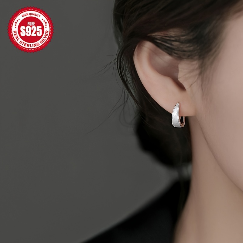 S925 Hypoallergenic Plain Ring Earrings Classic Gift