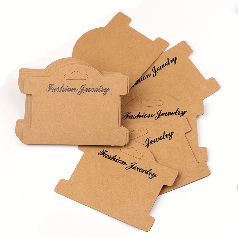 

50pcs Kraft Paper Bracelet Display Cards, Hanging Holder Tags With "fashion Jewelry" Print, Jewelry Packaging Material For Small Businesses And Entrepreneurs Accessories, Display Option