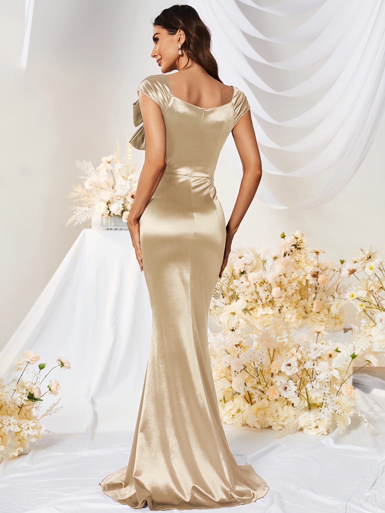 green emerald velvet dress Sexy Gold Satin Mermaid Prom Dresses Spaghetti Strap Backless Prom Dress  ARD1888 main image 0