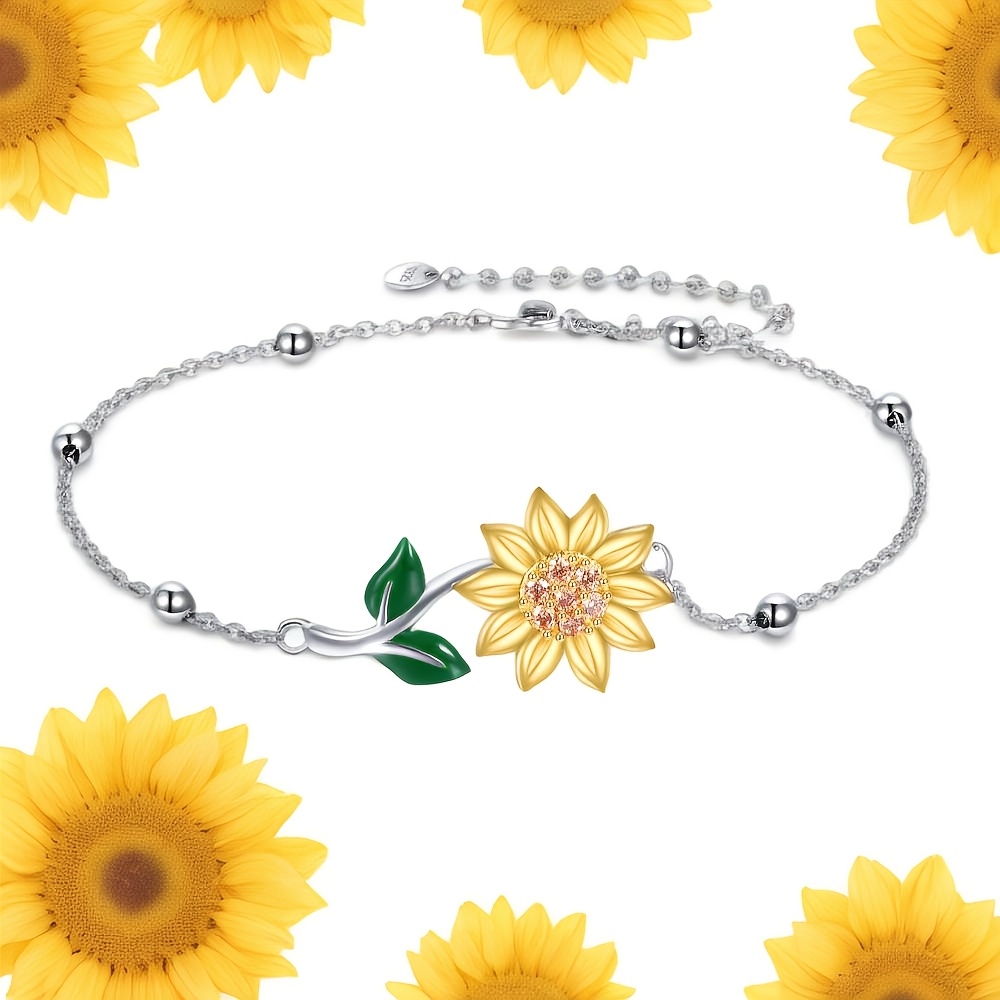 925 sterling silver sunflower anklets women ankle bracelets Temu