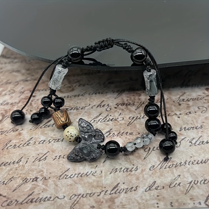 TEMU Bohemian Style Charm Bracelet, Handcrafted Beaded Plant Rope, Perfect Gift For Granddaughter Or Party