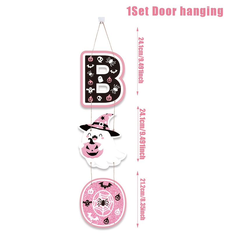TEMU 1 Set, Pendants, Drops & Finials, Happy Halloween Door Hanging, Ghost Pattern Paper Door Hanging, Halloween Decoration For Home, Halloween Party