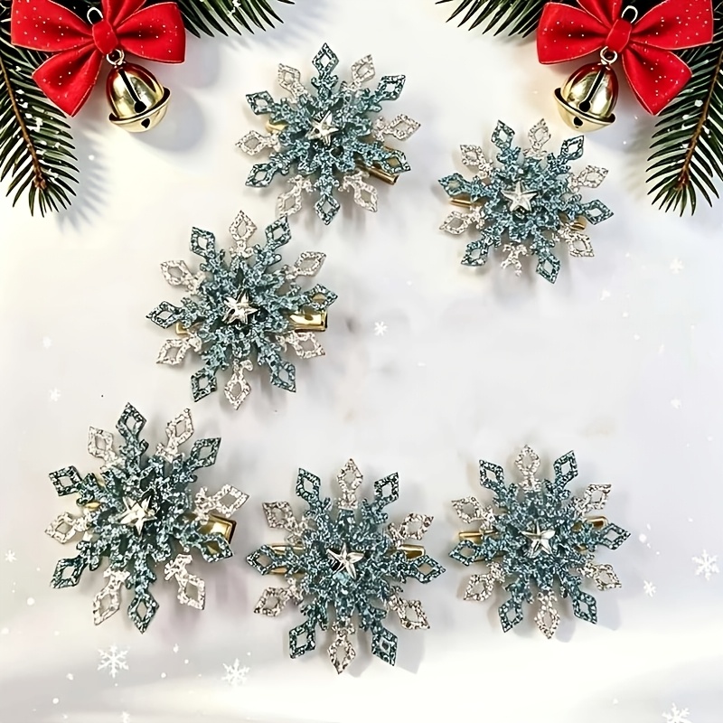 TEMU Pince à Cheveux de Neige de Argenté Poudre Clip Bec de Canard Creux Ambiance Festive Clip Latéral Fille Accessoire Cheveux Étincelant Noël '