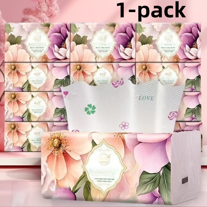 E-shop 450 Blatt großvolumige 5-lagige dicke geprägte Servietten – Verpackung mit Blumenmuster, hohe Saugfähigkeit & langlebig für Küche, Badezimmer,
