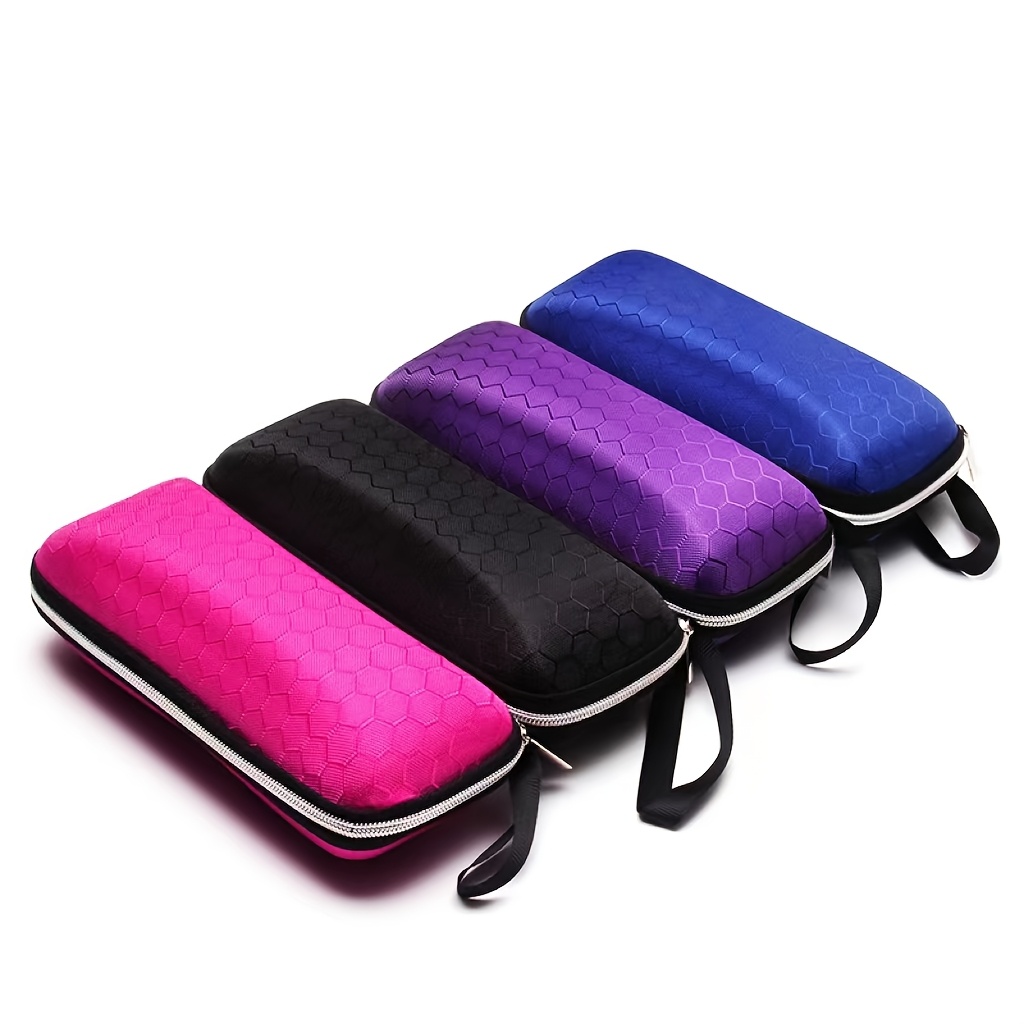 1pc/4pcs Eva Hard Shell Zipper Eyeglass Case With Zipper Closure, 4 Color Options (black, Purple, Blue, Rose Red)