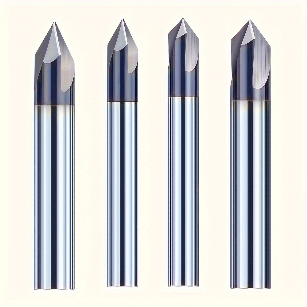 

Set Of 4 Solid Carbide Chamfering Cutters 3 Groove V-slot Milling Cutters 60 Degrees And 90 Degree Cnc Milling Cutter End Mills With Tialn Coating For Machine Tools And Chamfering