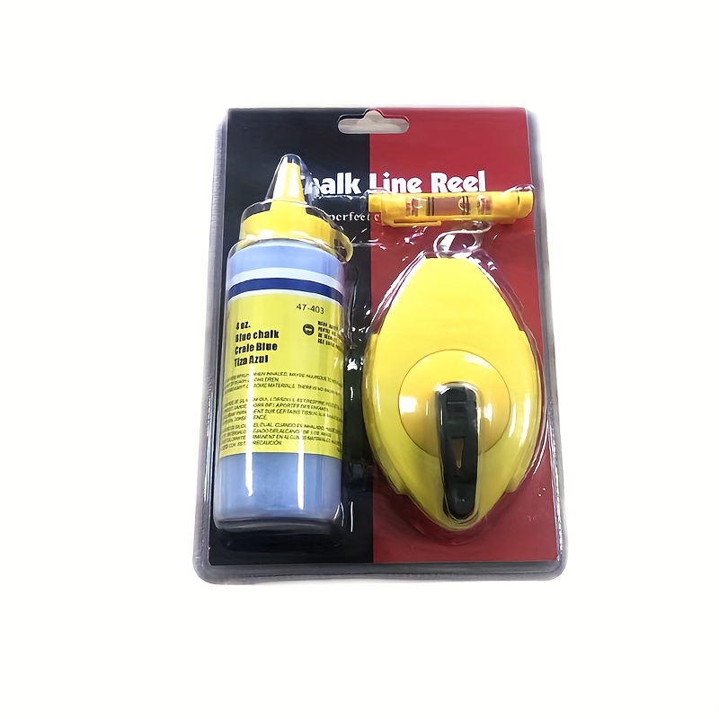 

1pc Plastic Reel Set With Powder Box And , 30m/98.4ft Combination Woodworking Marking Tool, Yellow