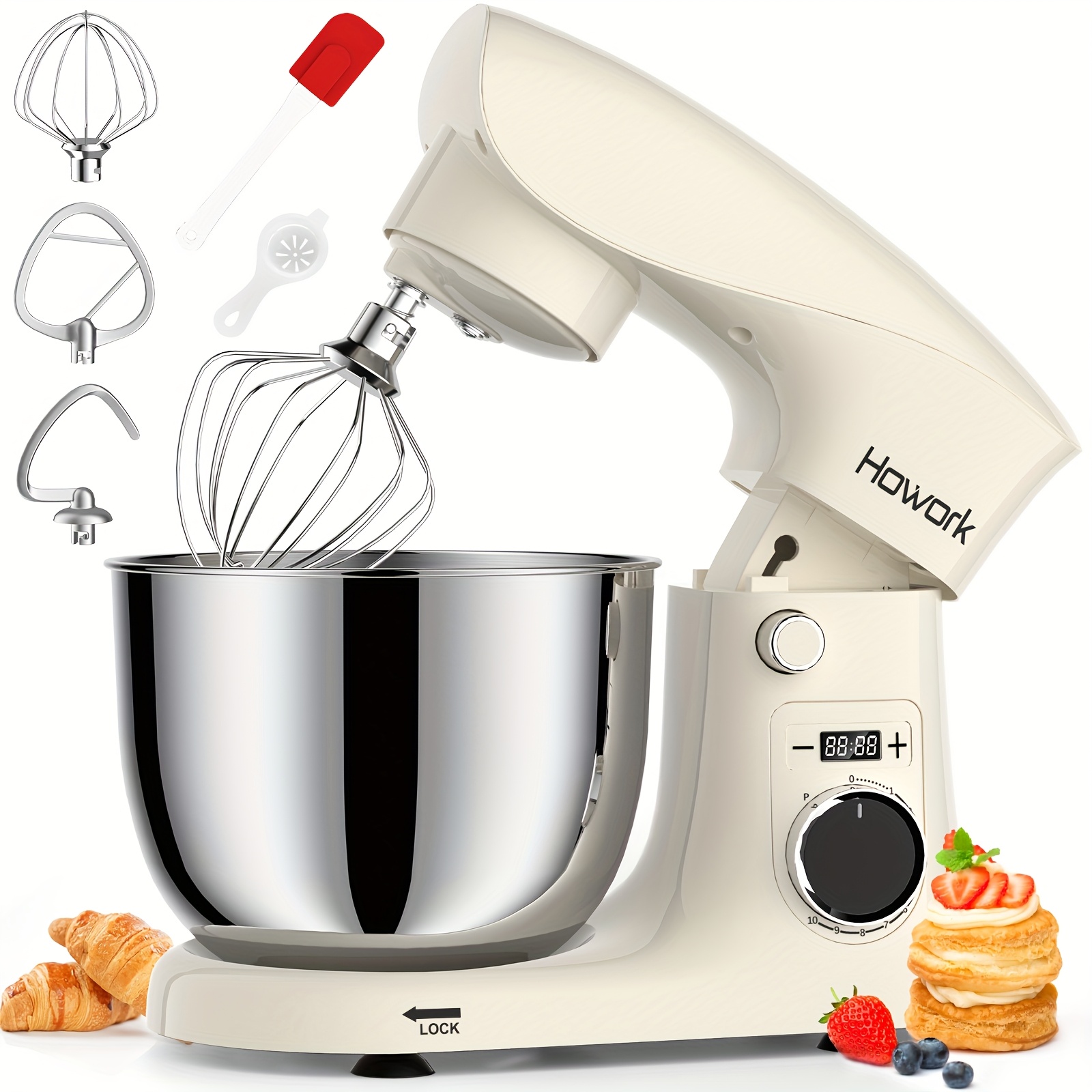 TEMU Stand Mixer, 5l 10-speed Tilt Head Electric Stand Mixer, 3 In Mixer With Bowl, Dough Hook, Stirrer And Mixer, Food Mixer For Baking, Cakes And