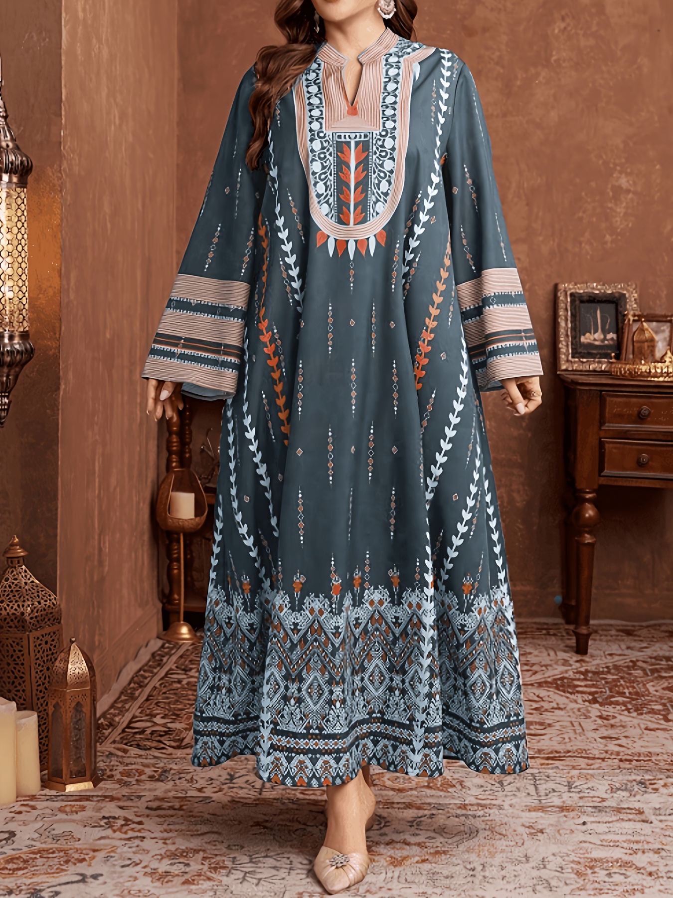 arabic style maxi dresses Wraith of East Women's Muslim Maxi Dress Kaftan Abaya Islamic Arabian  Clothing Lace Top Round Neck Party Gown Jilbab Robe (Pink, XL) at Amazon  Women's Clothing store