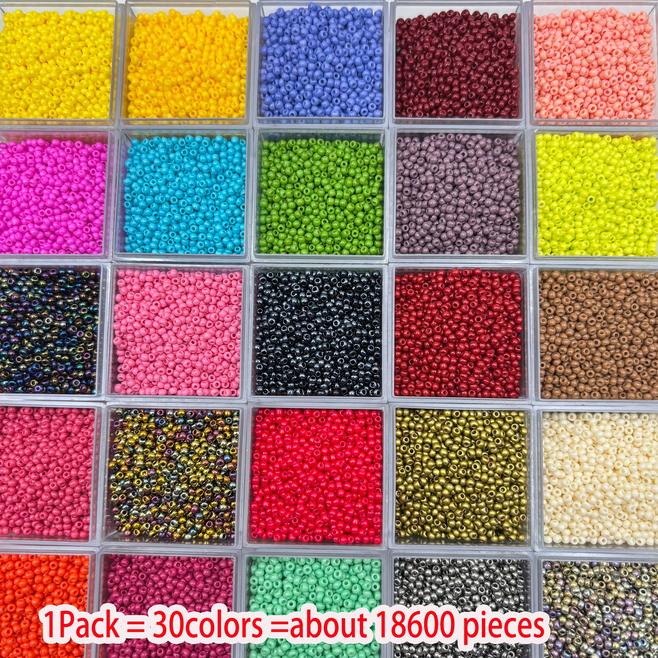 TEMU 18600 1.8mm Czech Glass Beads - 30 Bright Colors, Suitable For Making, Bracelets, Necklaces, Earrings And Bohemian Style Crafts - High Quality