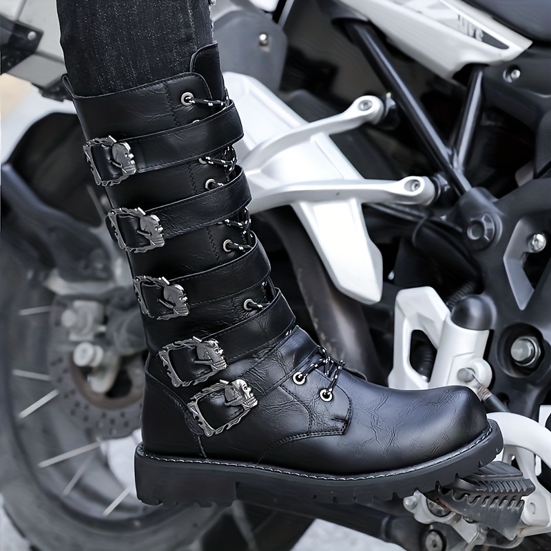 cool fashionable mens high top boots side zippers punk - Temu