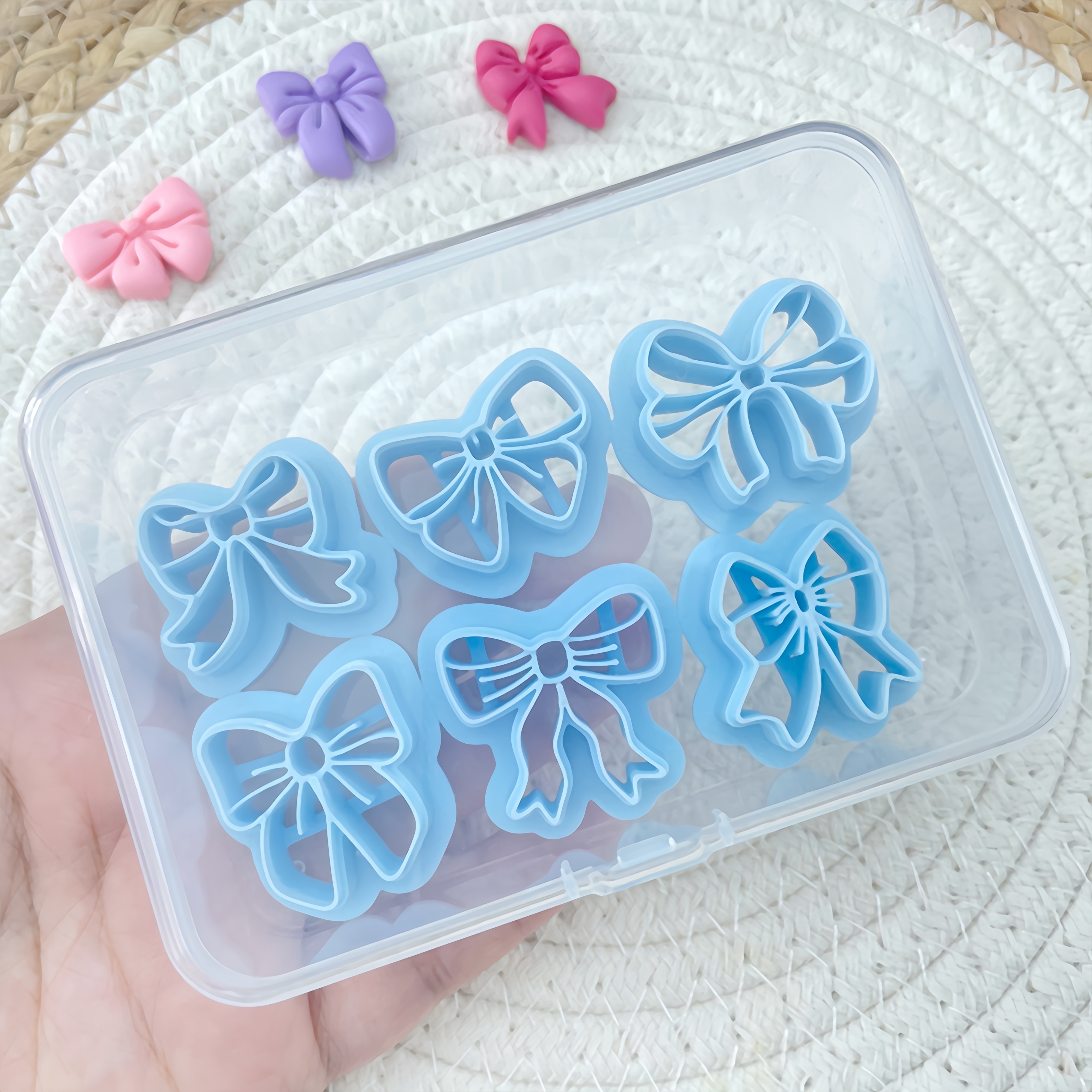 Set Of 6 Clay Cutters For Bows, Including Ribbon Bow Molds And Spring Cutters For Polymer Clay