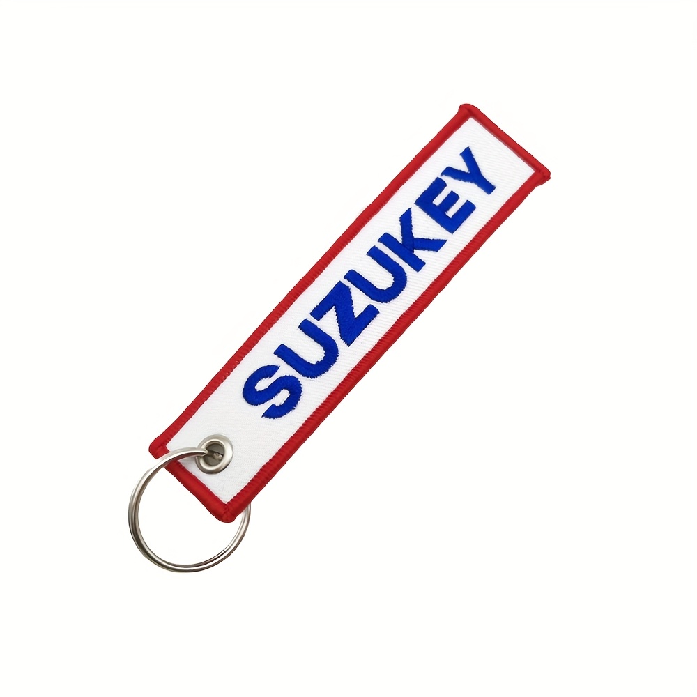 Image of 1pc Suzukey New Jdm Slogan Style Embroidered Cloth Key Tag Car Keychain Ideal Keyring, Motorcycle & Auto Key Chain Accessory With Ride
