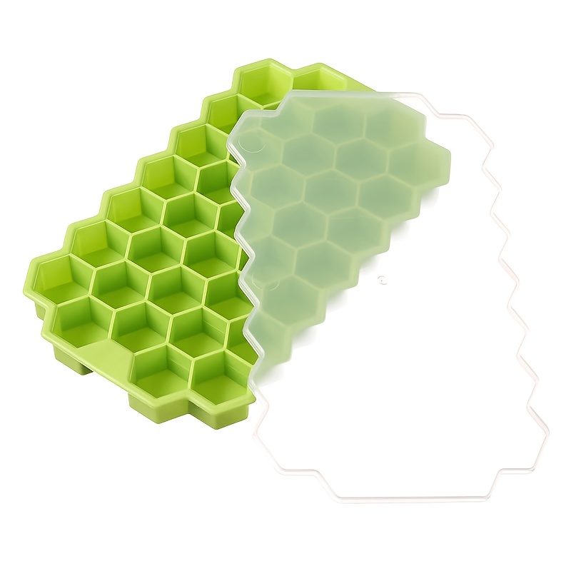 TEMU 37 Grid Honeycomb Silicone Cube Of Ice Tray, Green Reusable Ice Mold, Food Grade Popsicle Tray For Home Kitchen Bar