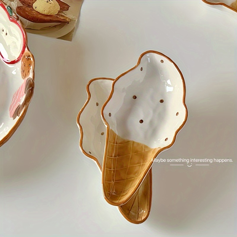 2pcs ice cream shaped plates cute seasoning plates ceramic snack dessert plates chopstick holders sushi soy sauce plates sauce plates suitable for appetizer plates   fathers day halloween christmas new year creative tableware Product details 5