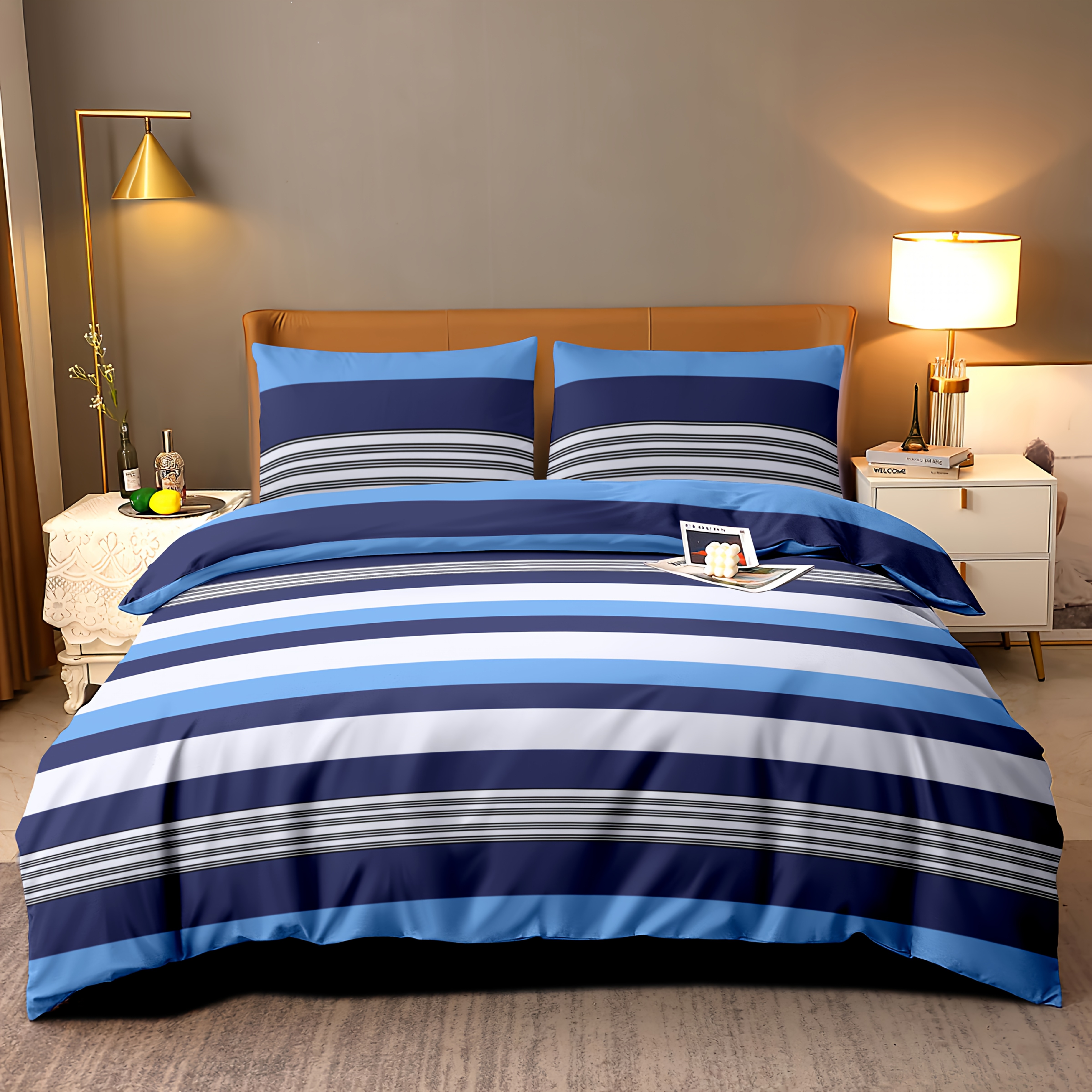 3pcs Printed Quilt Cover Soft Comfortable Skin-friendly Breathable Quilt -piece Set, 1 Quilt Cover + 2 Pillowcases, Polyester Fiber Material, 80g/m² (no Bed Sheet, No Filling)