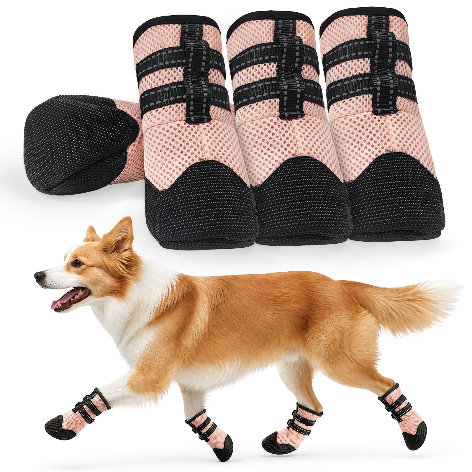 4pcs Dog Shoes, Water-Resistant Paw Protectors