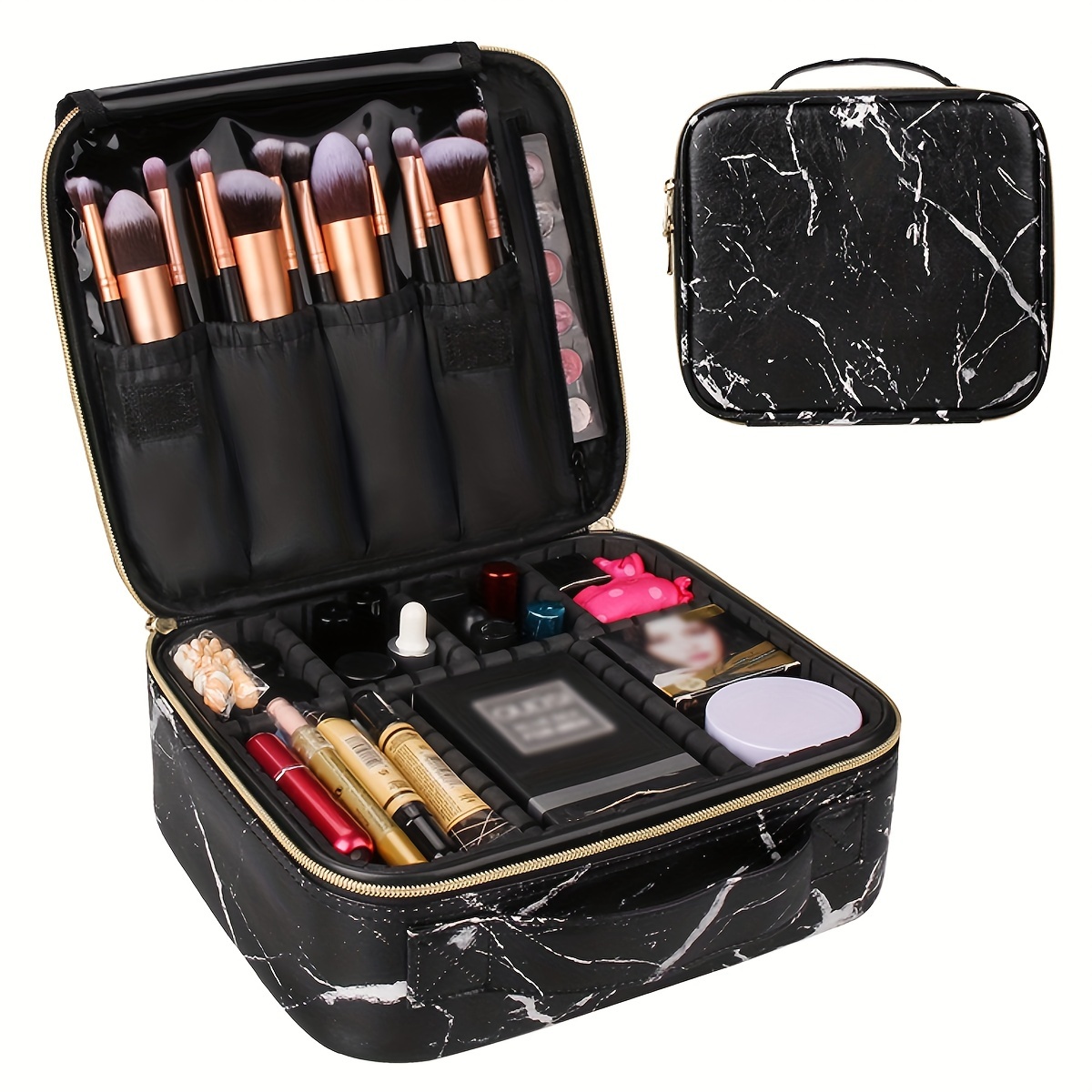 marble pattern cosmetic organizer case multi functional Temu