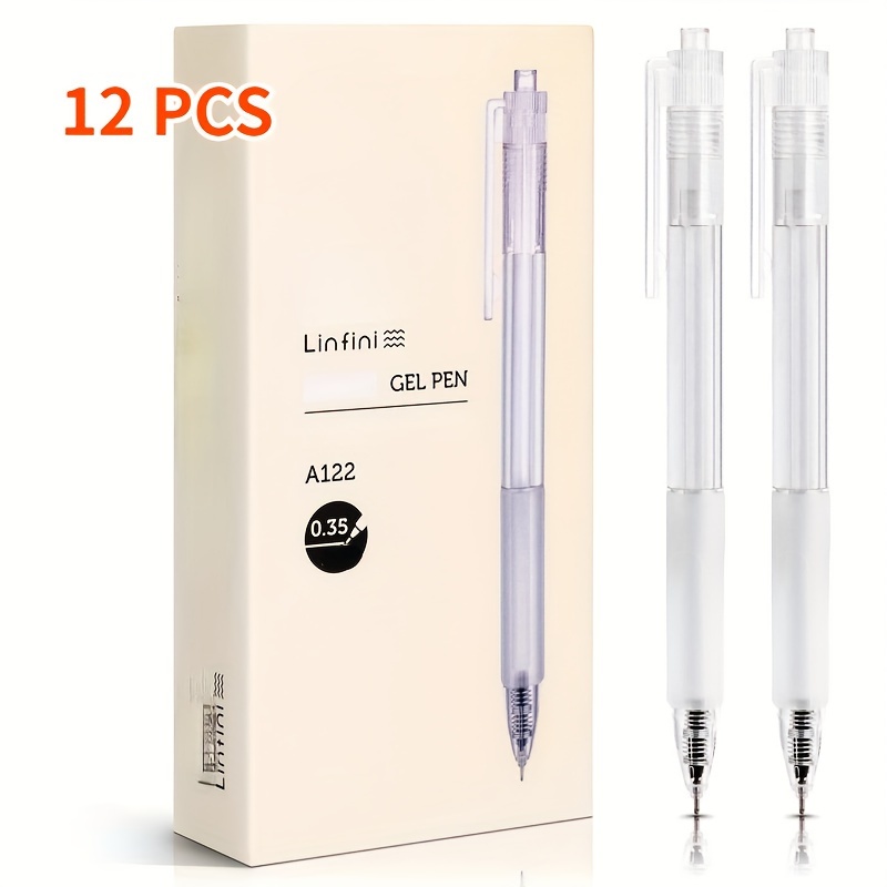 TEMU Linfini Gel Pens, 0.35mm Extra Fine Point, Quick Dry Ink, Durable Tungsten Carbide Tip, Smooth Writing For Office & Finance, Pack Of 12