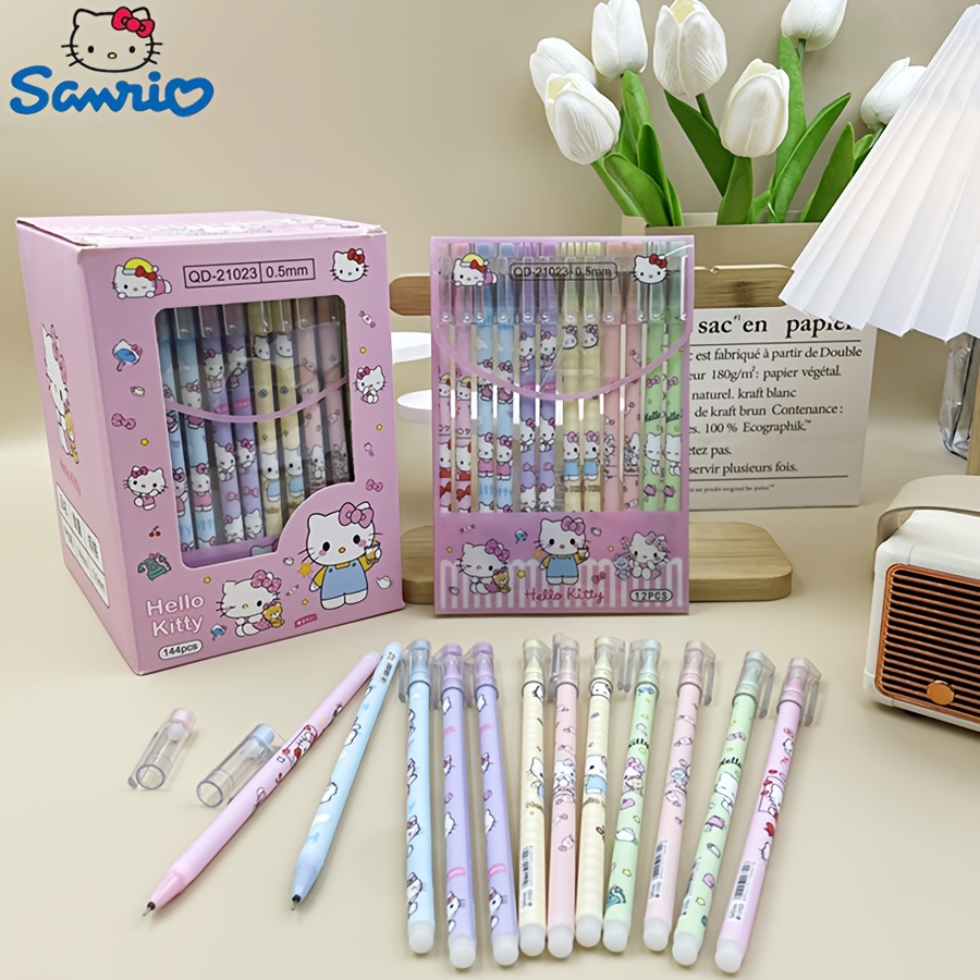 

12pcs Sanrio Hello Kitty My Melody Gel Pen Set, 0.5mm , Quick-dry , Retractable, Ergonomic Grip, Lightweight Plastic, Smooth For School, Office, Home - Ideal Christmas Gift